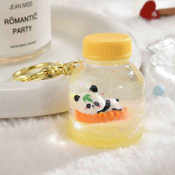 Wholesale Acrylic Liquid Cute Panda Fashion Keychain JDC-KC-ShuangD007