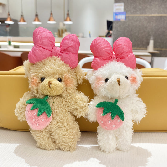 Wholesale Creative Cartoon Strawberry Bear Doll Keychain Cute Bear Doll Bag Pendant