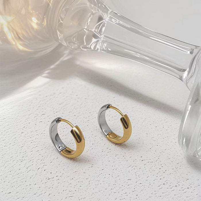 Wholesale Geometric earrings with ear loops, niche and high-end, non fading titanium steel earrings