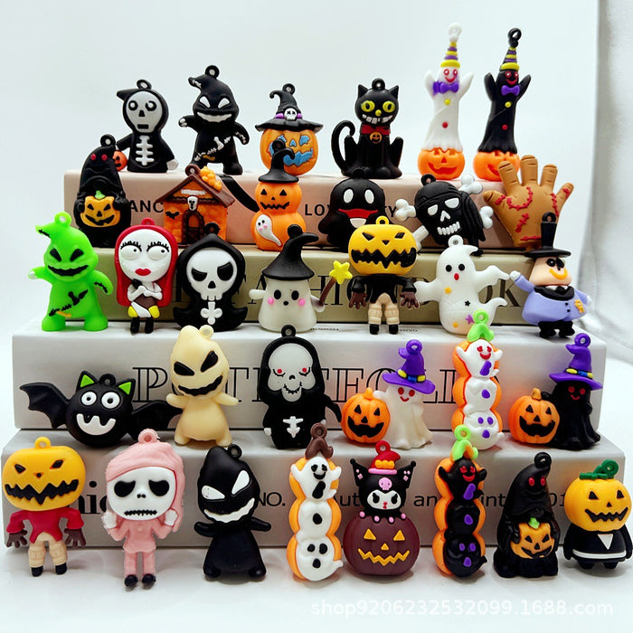 Wholesale Halloween Pumpkin Ghost Keychain Charm Soft Glue Bag Charm Gift MOQ≥2