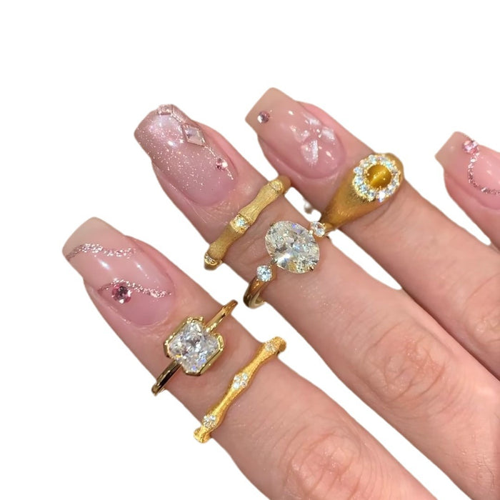 Wholesale Matte Metal and Zircon Ring