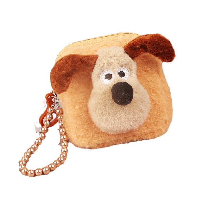 Wholesale Stylish Plush Animal Coin Purse With Bead Chain Cute Storage Bag For Earphones Street Style Fashion Accessory