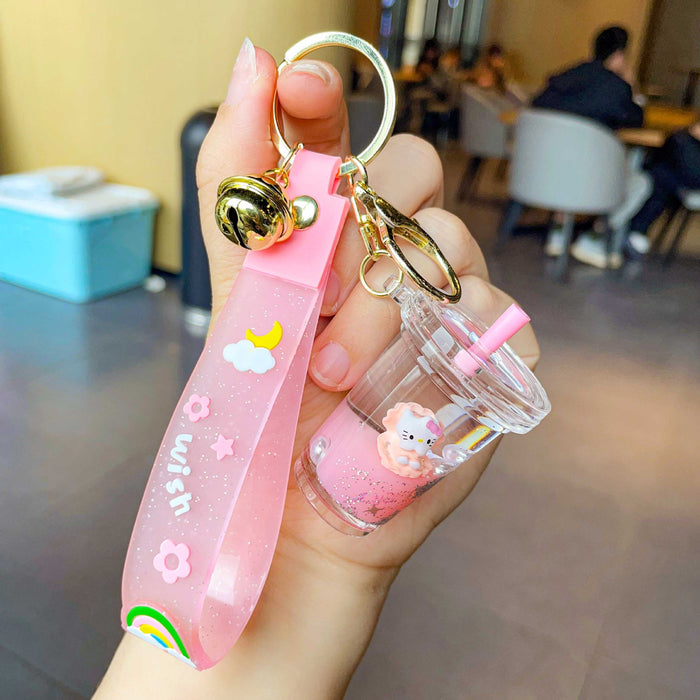 Wholesale Acrylic Milk Tea Cup Drift Bottle Keychain JDC-KC-LeZi027