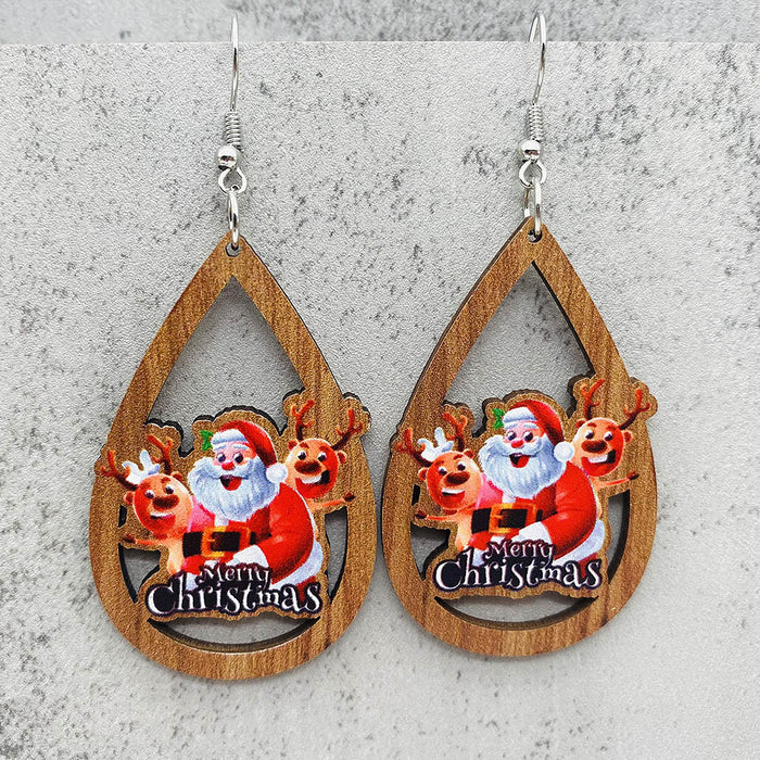 Wholesale  Bell Red Car Water Drop Wooden Earrings Christmas Accessories