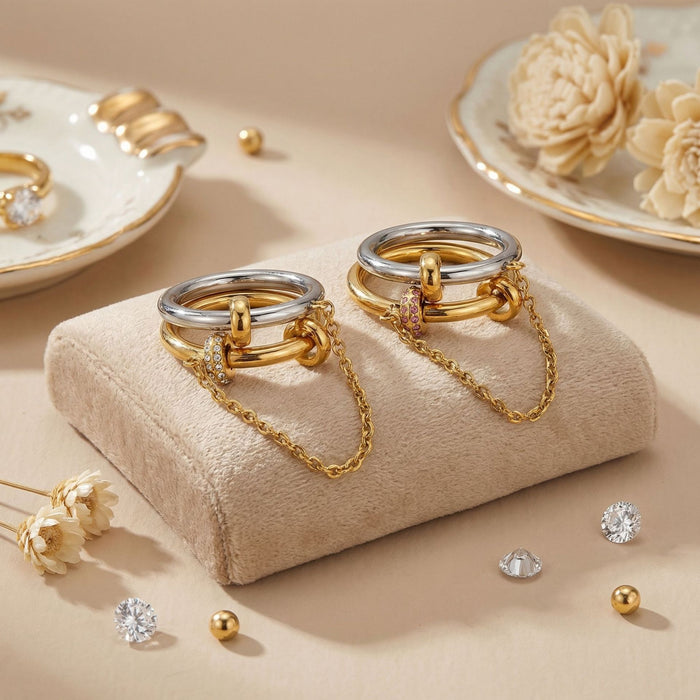 Wholesale Women' s Light Luxury Chain Ring