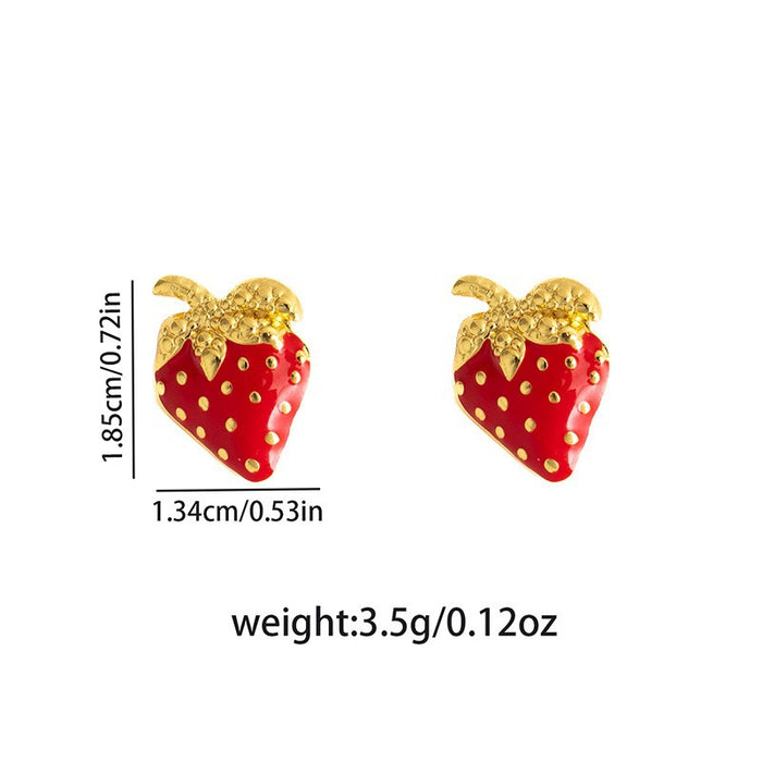 Wholesale strawberry stud earrings gold stud earrings