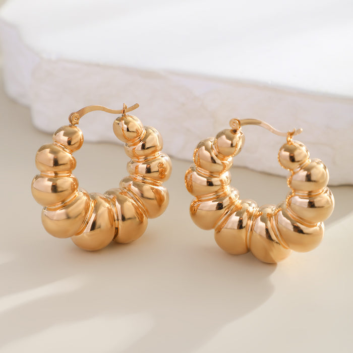 Wholesale Exaggerated disc metal large earrings Simple irregular texture earrings niche