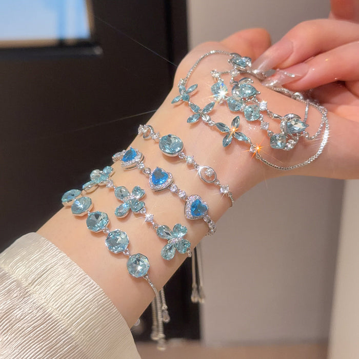 Wholesale Butterfly Zircon Pendant Bracelet Silver Tone Copper Jewelry