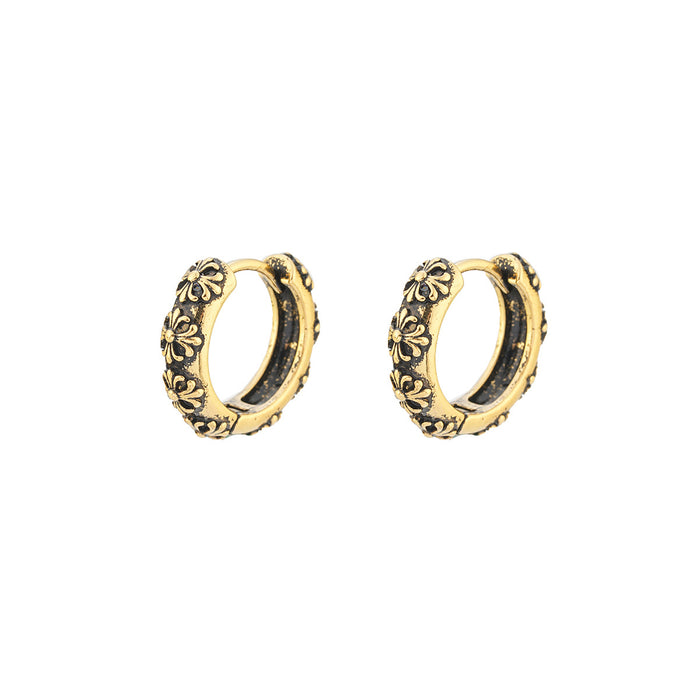 Wholesale Cross earrings, fashionable retro personalized design, patterned ear buckles, women's high-end and versatile earrings