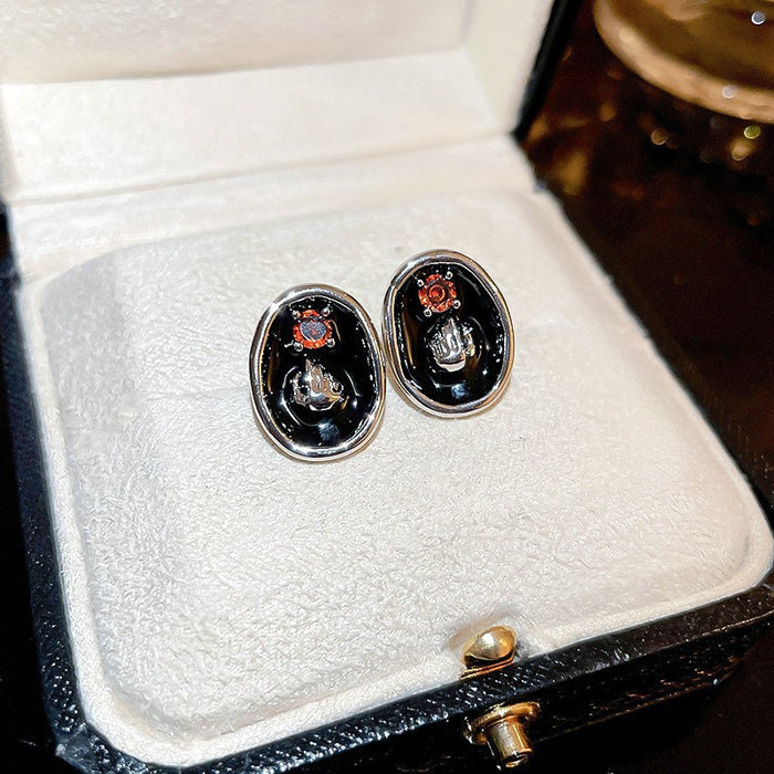 Wholesale Silver needle oil drop flower geometric earrings  summer new all-match earrings