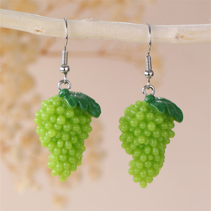 Wholesale Purple Grape Resin Earrings Trendy Fashion Accessory