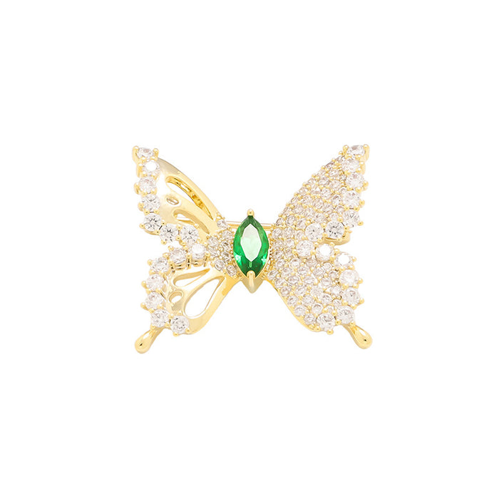 Wholesale Light luxury, dynamic butterfly hollow sparkling diamond brooch, anti glare buckle, temperament cardigan, silk scarf buckle, fixed clothes