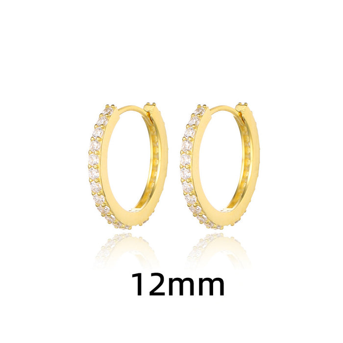 Wholesale Full diamond earrings, fashionable and classic circle zircon earrings, layered and worn
