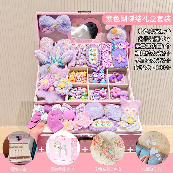 Wholesale Children' s New Headwear Girl Birthday Gift Jewelry Box Princess Girl Hair Accessories Set Gift Box Baby Hair Clip