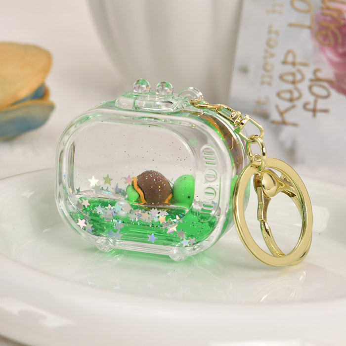 Wholesale Acrylic Ocean-Themed Floating Clownfish Oil-Filled Quicksand Keychain