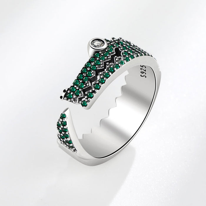 Wholesale Trendy Geometric Adjustable Open Ring Colorful Zircon Accent Thai Silver Tone Copper Women S Jewelry Accessory Gift