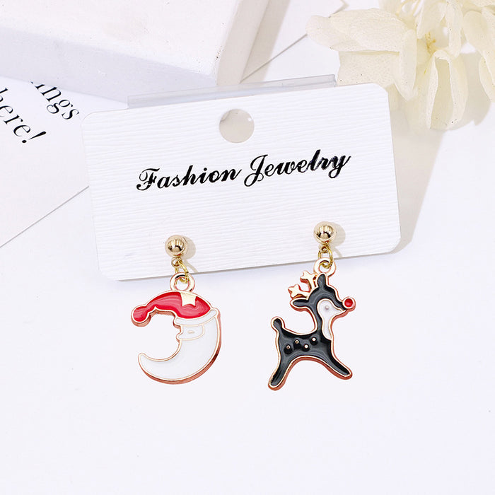 Wholesale S925 Silver Post Christmas Earrings Santa Deer Snowflake Studs for Women Party Gift Fashion Accessory