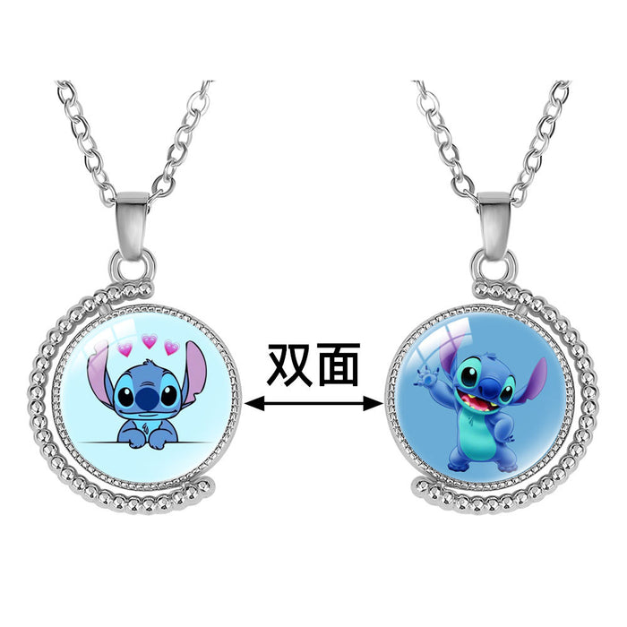 Wholesale Creative double-sided rotating cartoon character pendant necklace