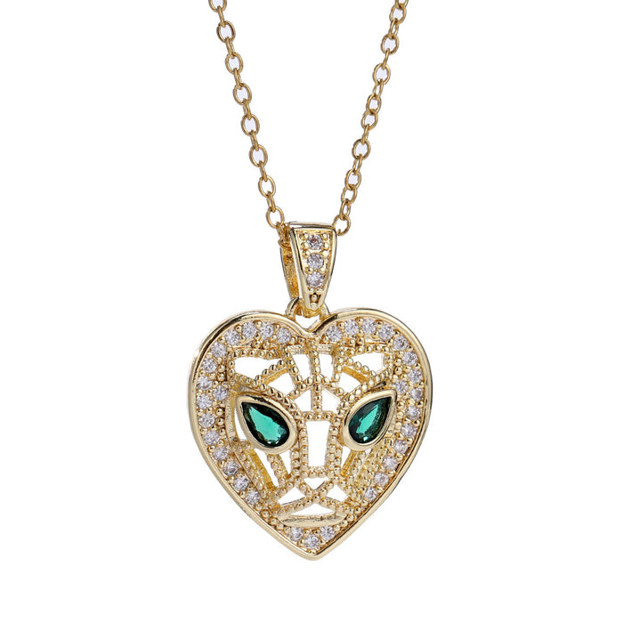 Wholesale Gold-plated Copper Zircon Colored Vintage Animal Relief Necklace JDC-NE-ShangY039