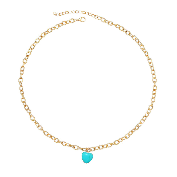 Wholesale Retro Bohemian Heart Turquoise 3-Piece Set Necklace