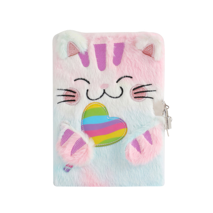 Wholesale Cartoon Cat Plush Notebook Cute Children' s Book Writer Ledger Book Student Locks Diary