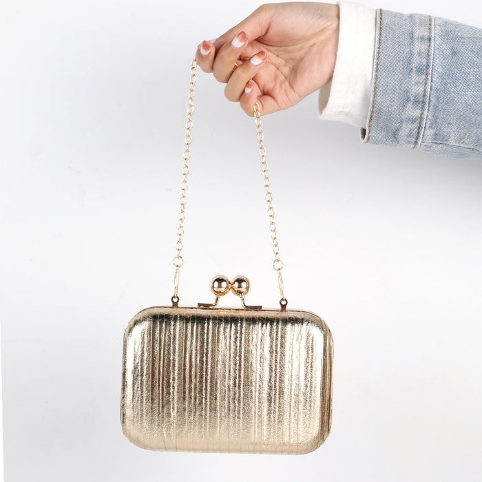 Wholesale Fashion Pleated Dinner Bag Metallic Shiny Dress Bag Women's Bag Versatile Evening Bag JDC-SD-YX003