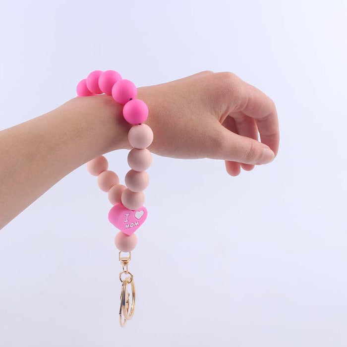 Wholesale Cartoon Double Sided Love Silicone Beaded Wrist Keychain JDC-KC-GuangTian011