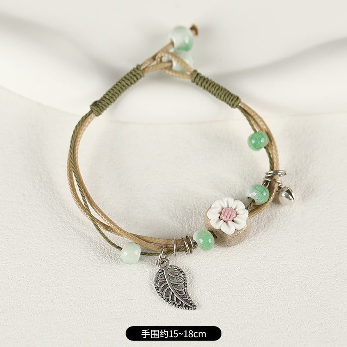 Wholesale Ceramic Flower Braided Bracelet JDC-BT-Luox002