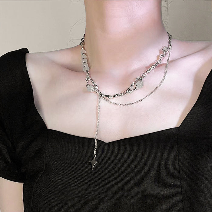 Wholesale Irregular Brooch Moonstone ing Necklace Clavicle Chain