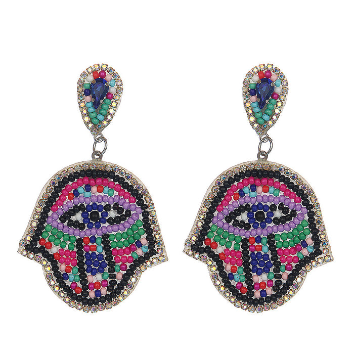 Wholesale Pink Devil' s Eye Rice Bead Earrings