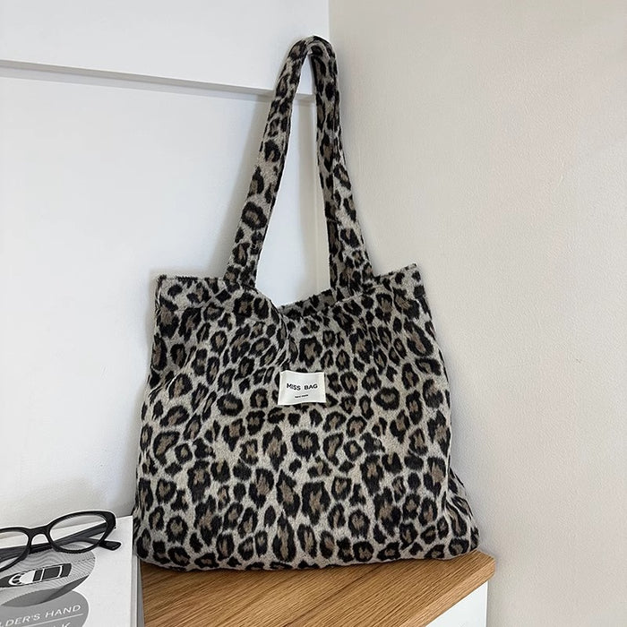 Wholesale Simple Woolen Handbag Large Capacity Classic Plaid Wool Shoulder Bag