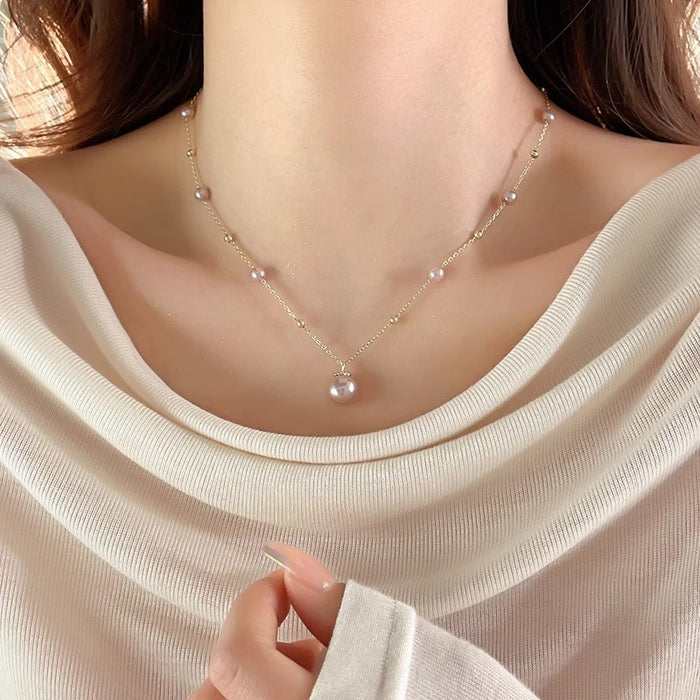 Wholesale Light luxury starry sky pearl necklace, light luxury high-end sweater chain, stylish and versatile collarbone chain accessories