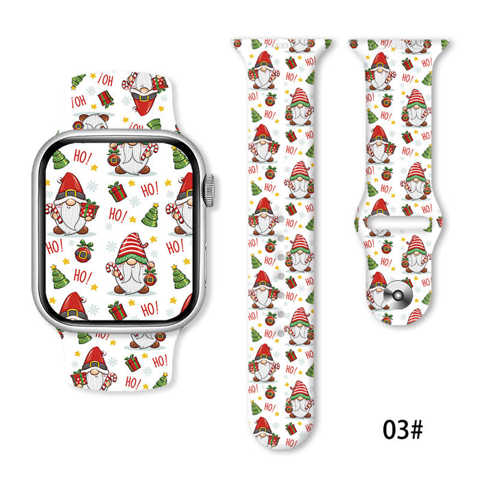 Wholesale Cartoon Christmas Silicone Strap Suitable for Apple Watch Strap JDC-WD-NuoQi005