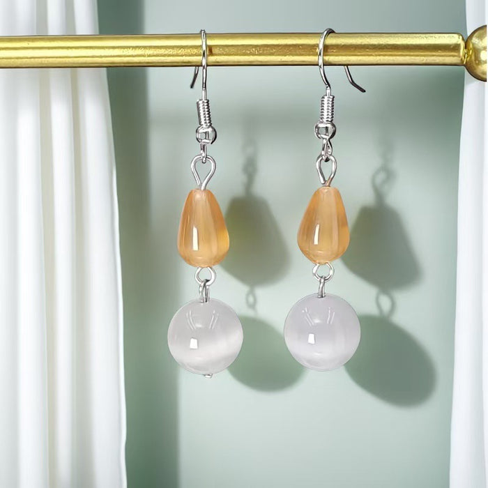Wholesale   simple cat's eye stone earrings  earrings retro niche  earrings