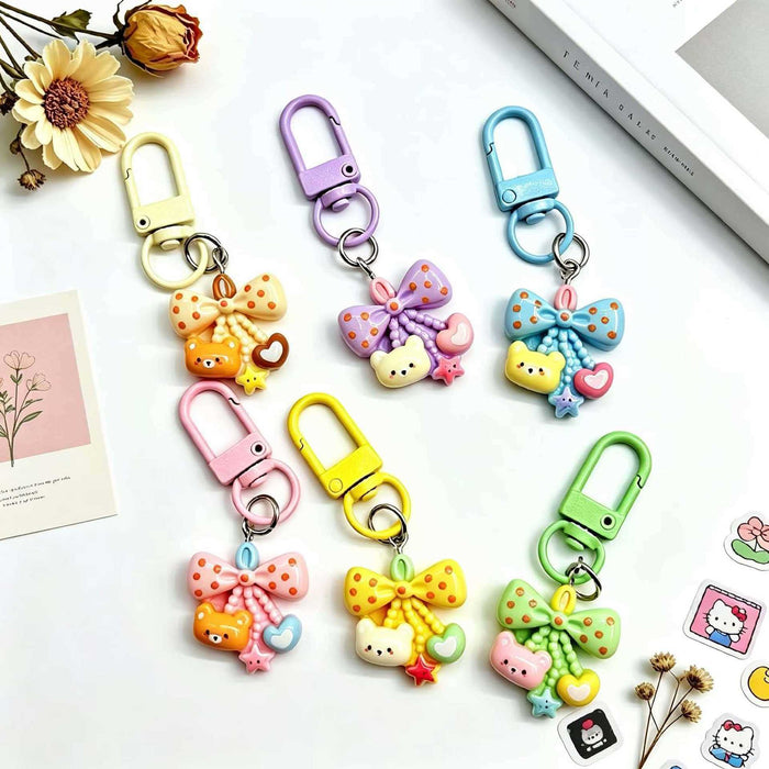 Wholesale Cute Bow Bear Resin Bag Charm Sweet Pendant DIY Gift For Couple And