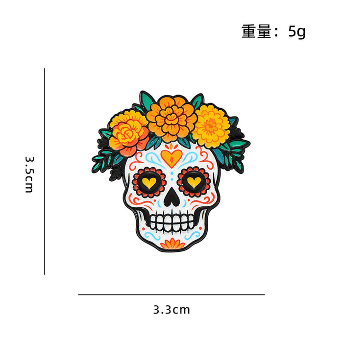 Wholesale Zinc Alloy Enamel Skull Brooch Pin Day Of The Dead  Party Gift Clothing Decoration