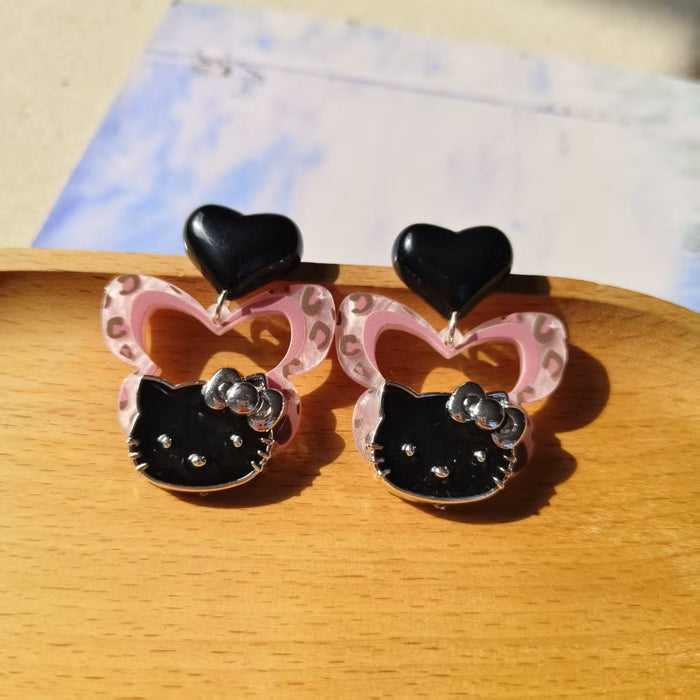 Wholesale Cartoonish  fun sweet pink butterfly cat earrings