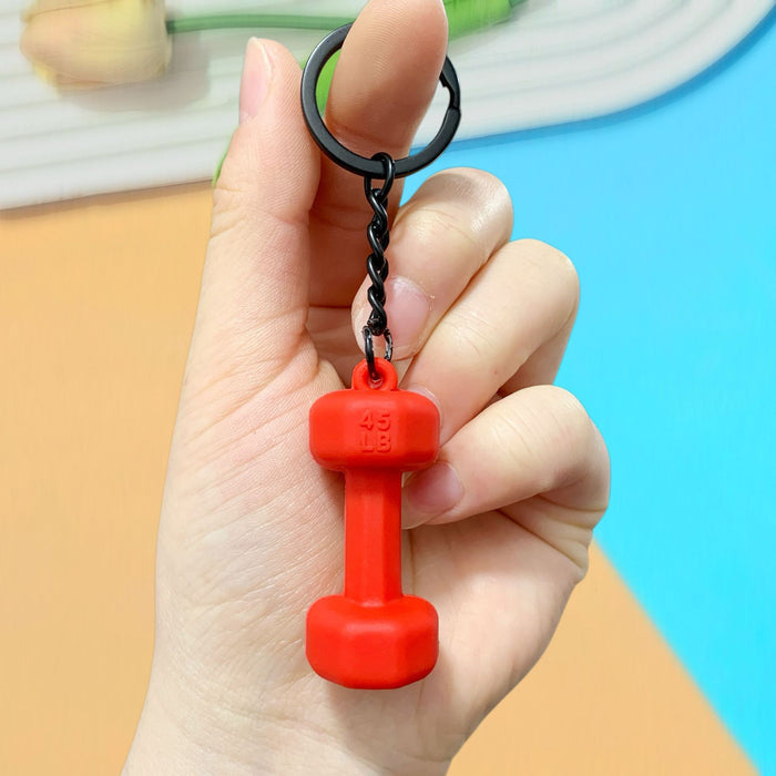 Wholesale Soft Rubber Dumbbell High-Value Sports Fitness Keychain