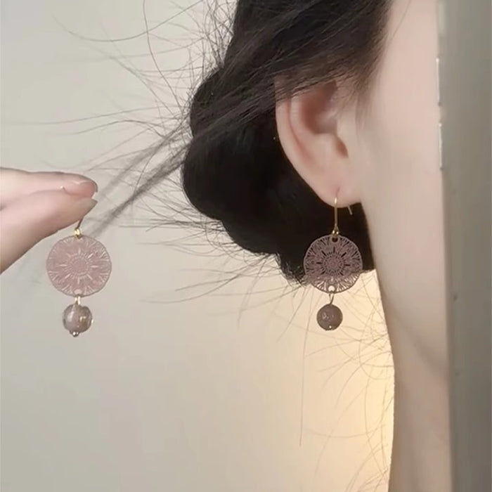 Wholesale Purple Window Glass Bead Earrings Ear Hook Earrings