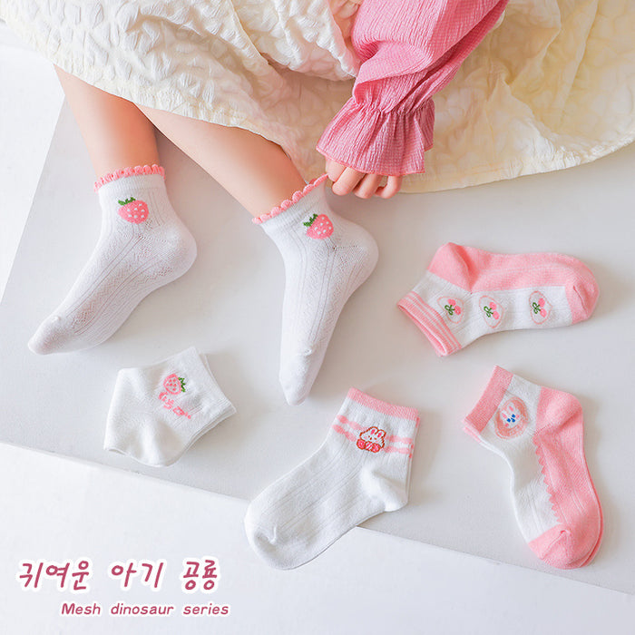 Wholesale Set of 5 Pairs for Summer Children's Cartoon Thin Breathable Cotton Socks JDC-SK-Pingt007