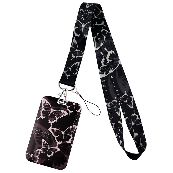 Wholesale Butterfly-shaped phone lanyard Keychain with a rigid card holder