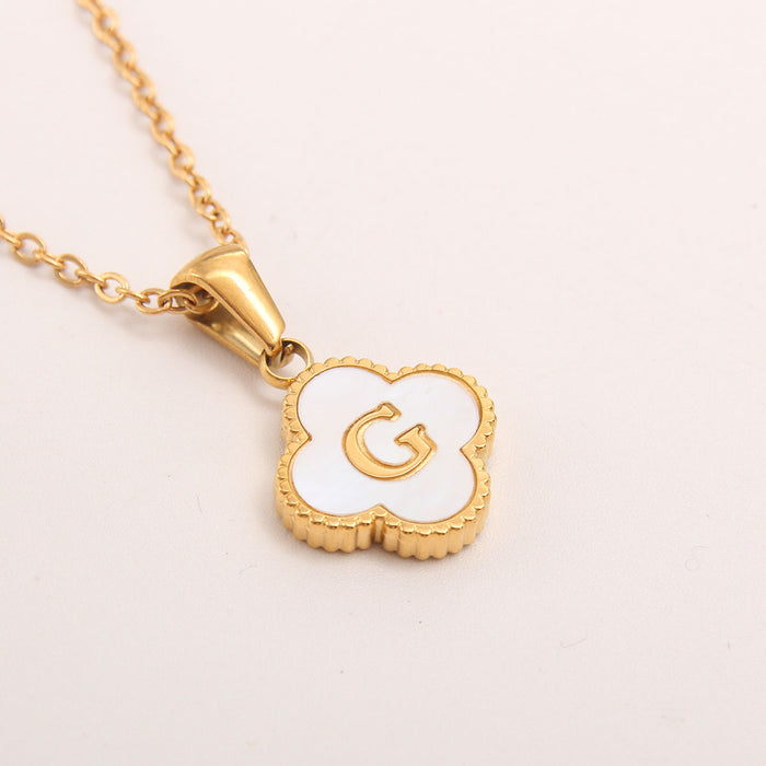 Wholesale gold-plated letter necklace women four-leaf letter pendant necklace jewelry