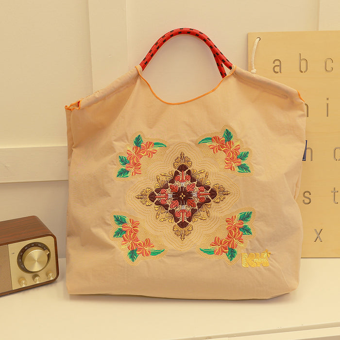 Wholesale Canvas bag embroidery shopping bag tote bag large capacity bag women' s handbag crossbody bag