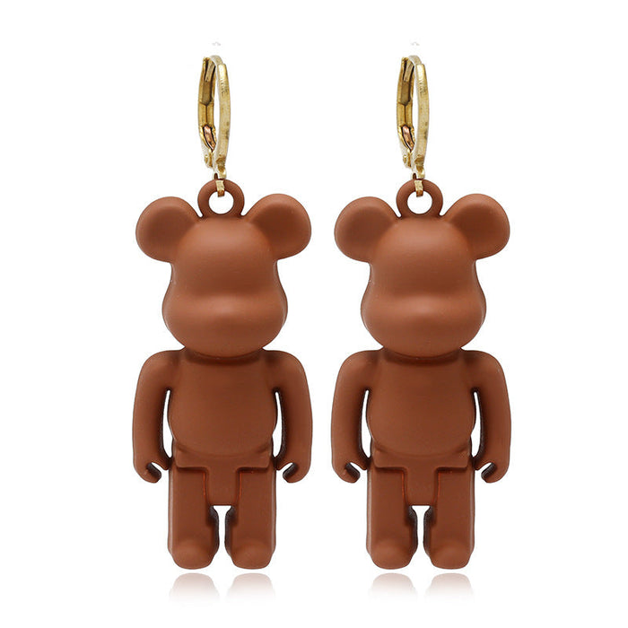 Wholesale Earrings Leather Color Bear Pendant (F) JDC-ES-ZL010