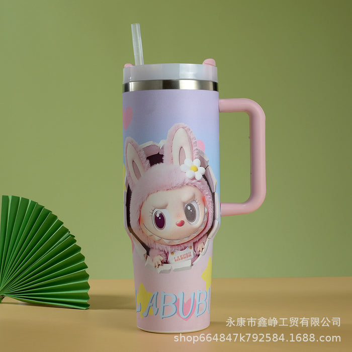 Wholesale 40oz Stainless Steel Thermal Insulation Cup Cartoon Car Cup with Handle and Straw