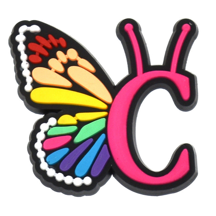 Wholesale 100 PCS PVC Cartoon Butterfly Alphabet DIY Shoe Buckles JDC-SC-RYY004