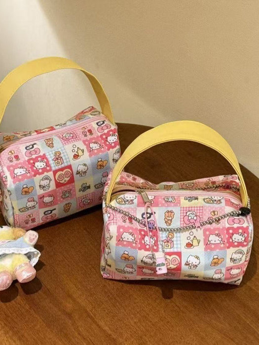 Wholesale Trendy Cartoon Cat Print Cosmetic Bag Portable Cloth Makeup Bag