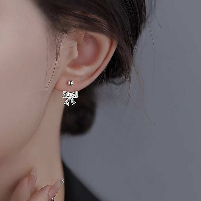 Wholesale Hollow bow, screw buckle, earring, lace lace lace, heart-shaped earring