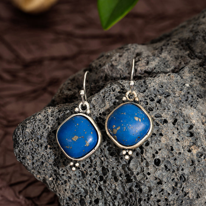 Wholesale Artistic retro style geometric earrings, natural stone antique women's earrings