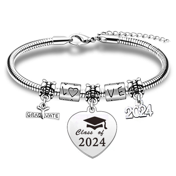 Wholesale Class of 2024 Stainless Steel Engraving Graduation Gift Bracelet JDC-BT-XKa001